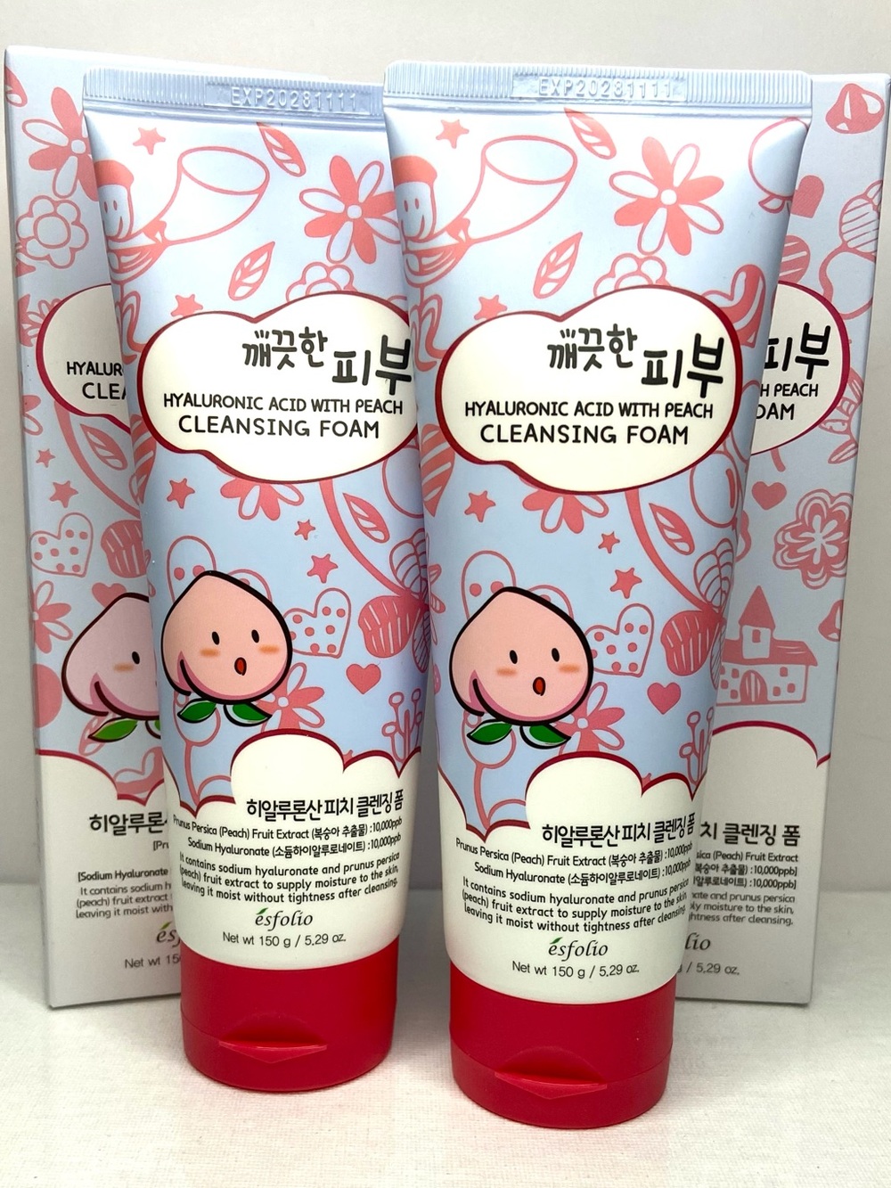 1 ESFOLIO  Hyaluronic Acid with Peach Cleansing Foam — Pink